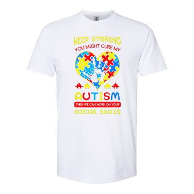 Autism Social Skills Autistic Puzzle Piece Stop Hand Gift Softstyle CVC T-Shirt