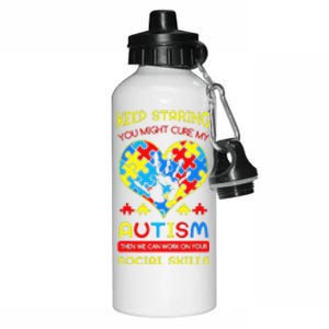 Autism Social Skills Autistic Puzzle Piece Stop Hand Gift Aluminum Water Bottle