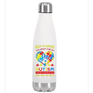 Autism Social Skills Autistic Puzzle Piece Stop Hand Gift Stainless Steel Insulated Water Bottle