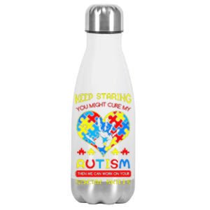 Autism Social Skills Autistic Puzzle Piece Stop Hand Gift Stainless Steel Insulated Water Bottle