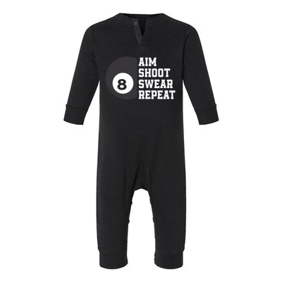 Aim Shoot Swear Repeat Funny Billiard Pool Billiards Snooker Great Gift Infant Fleece One Piece