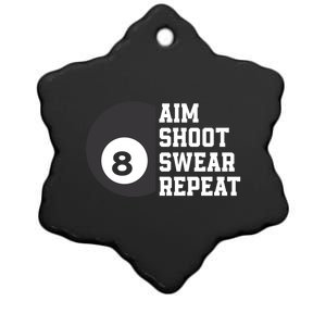 Aim Shoot Swear Repeat Funny Billiard Pool Billiards Snooker Great Gift Ceramic Star Ornament