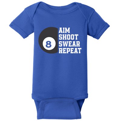 Aim Shoot Swear Repeat Funny Billiard Pool Billiards Snooker Great Gift Baby Bodysuit