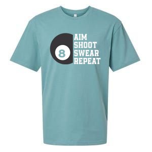 Aim Shoot Swear Repeat Funny Billiard Pool Billiards Snooker Great Gift Sueded Cloud Jersey T-Shirt