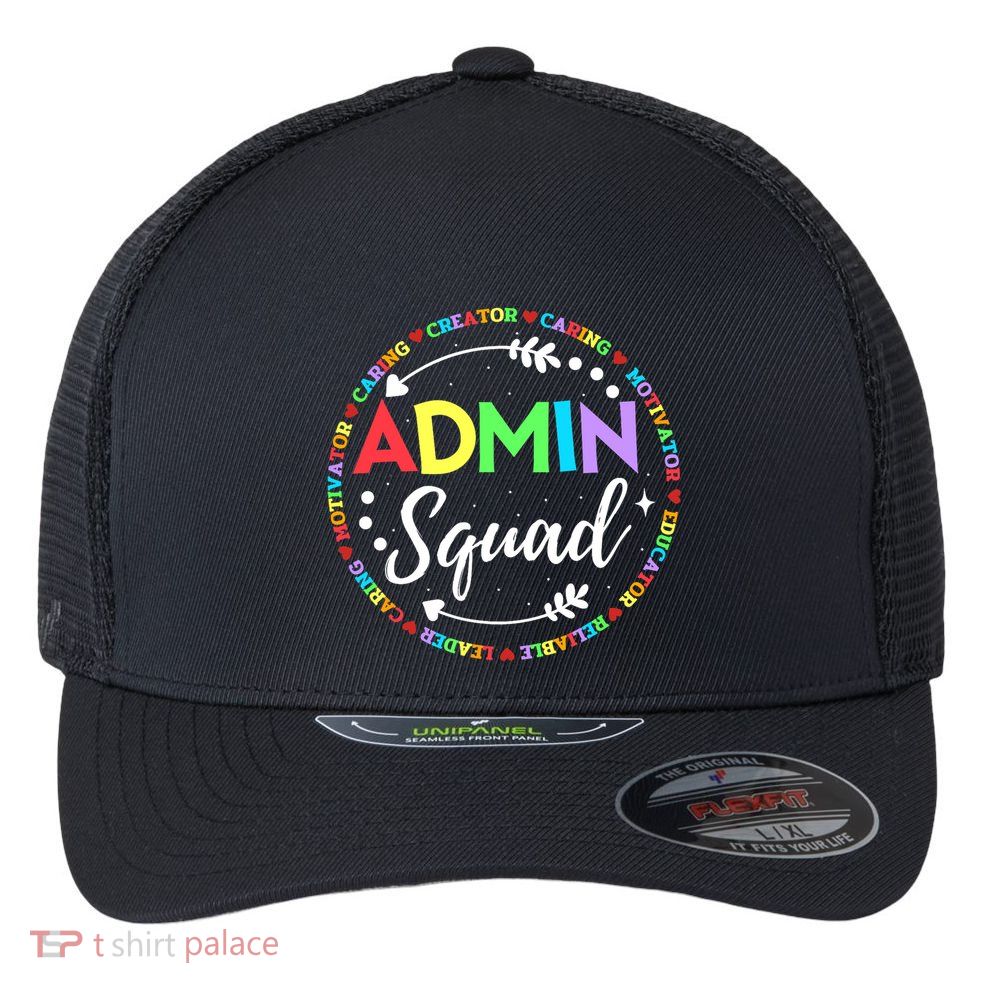 Admin Squad School Assistant Principal Administrator Crew Flexfit Unipanel Trucker Cap