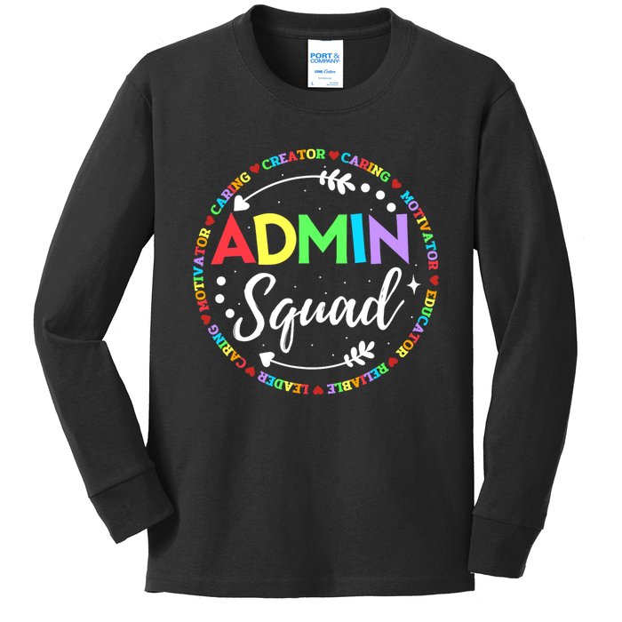 Admin Squad School Assistant Principal Administrator Crew Kids Long Sleeve Shirt