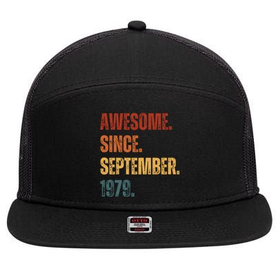 Awesome Since September 1979 44 Years Old Gift 44th Birthday 7 Panel Mesh Trucker Snapback Hat