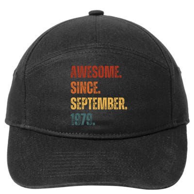 Awesome Since September 1979 44 Years Old Gift 44th Birthday 7-Panel Snapback Hat