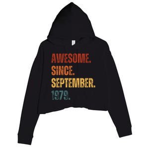 Awesome Since September 1979 44 Years Old Gift 44th Birthday Crop Fleece Hoodie