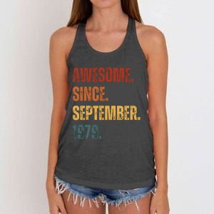 Awesome Since September 1979 44 Years Old Gift 44th Birthday Women's Knotted Racerback Tank