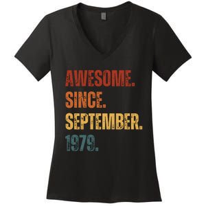 Awesome Since September 1979 44 Years Old Gift 44th Birthday Women's V-Neck T-Shirt