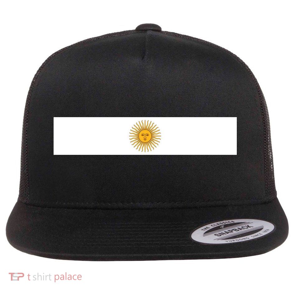 Argentine Simple Stripe Flag Flat Bill Trucker Hat