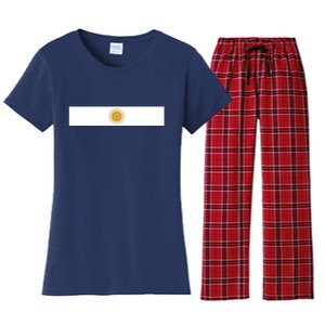 Argentine Simple Stripe Flag Women's Flannel Pajama Set