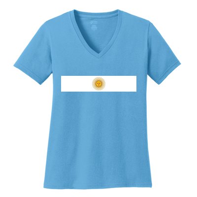 Argentine Simple Stripe Flag Women's V-Neck T-Shirt