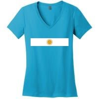 Argentine Simple Stripe Flag Women's V-Neck T-Shirt