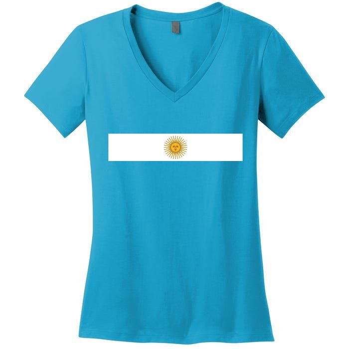 Argentine Simple Stripe Flag Women's V-Neck T-Shirt