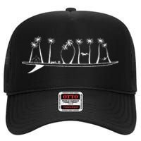 ALOHA Surfboard Surfing Gift High Crown Mesh Back Trucker Hat