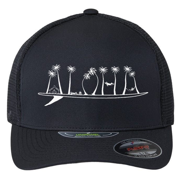 ALOHA Surfboard Surfing Gift Flexfit Unipanel Trucker Cap