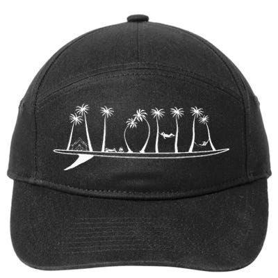 ALOHA Surfboard Surfing Gift 7-Panel Snapback Hat