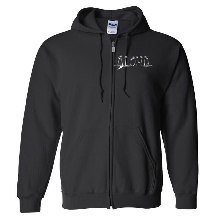 ALOHA Surfboard Surfing Gift Full Zip Hoodie