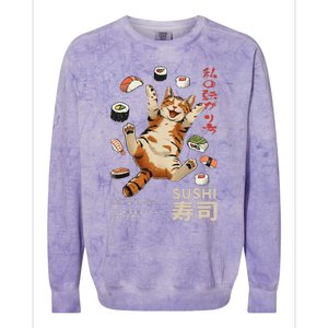 Anime Style Sushi Cat Harajuku Tokyo Japan Cat Cafe Colorblast Crewneck Sweatshirt