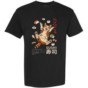 Anime Style Sushi Cat Harajuku Tokyo Japan Cat Cafe Garment-Dyed Heavyweight T-Shirt