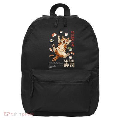 Anime Style Sushi Cat Harajuku Tokyo Japan Cat Cafe 16 in Basic Backpack