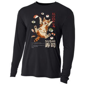 Anime Style Sushi Cat Harajuku Tokyo Japan Cat Cafe Cooling Performance Long Sleeve Crew