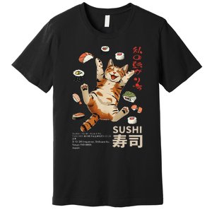 Anime Style Sushi Cat Harajuku Tokyo Japan Cat Cafe Premium T-Shirt