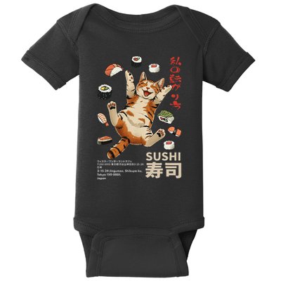Anime Style Sushi Cat Harajuku Tokyo Japan Cat Cafe Baby Bodysuit