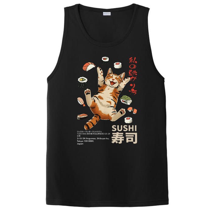 Anime Style Sushi Cat Harajuku Tokyo Japan Cat Cafe PosiCharge Competitor Tank