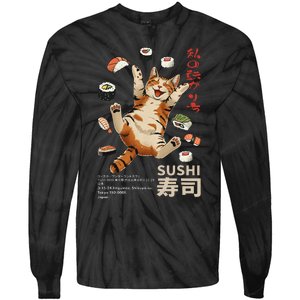 Anime Style Sushi Cat Harajuku Tokyo Japan Cat Cafe Tie-Dye Long Sleeve Shirt