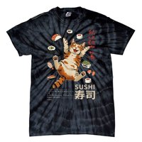 Anime Style Sushi Cat Harajuku Tokyo Japan Cat Cafe Tie-Dye T-Shirt