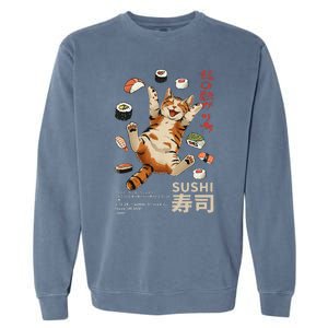 Anime Style Sushi Cat Harajuku Tokyo Japan Cat Cafe Garment-Dyed Sweatshirt