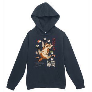 Anime Style Sushi Cat Harajuku Tokyo Japan Cat Cafe Urban Pullover Hoodie