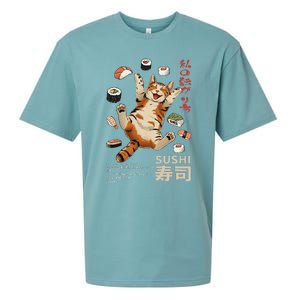 Anime Style Sushi Cat Harajuku Tokyo Japan Cat Cafe Sueded Cloud Jersey T-Shirt