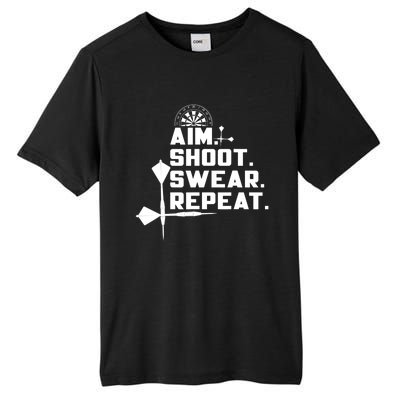 Aim Shoot Swear Repeat Funny Gift Dart Player Gift Tall Fusion ChromaSoft Performance T-Shirt