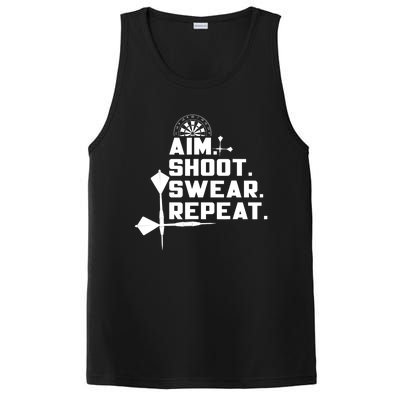 Aim Shoot Swear Repeat Funny Gift Dart Player Gift PosiCharge Competitor Tank