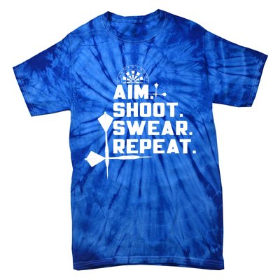 Aim Shoot Swear Repeat Funny Gift Dart Player Gift Tie-Dye T-Shirt