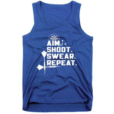 Aim Shoot Swear Repeat Funny Gift Dart Player Gift Tank Top