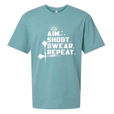 Aim Shoot Swear Repeat Funny Gift Dart Player Gift Sueded Cloud Jersey T-Shirt