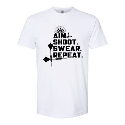 Aim Shoot Swear Repeat Funny Gift Dart Player Gift Softstyle® CVC T-Shirt