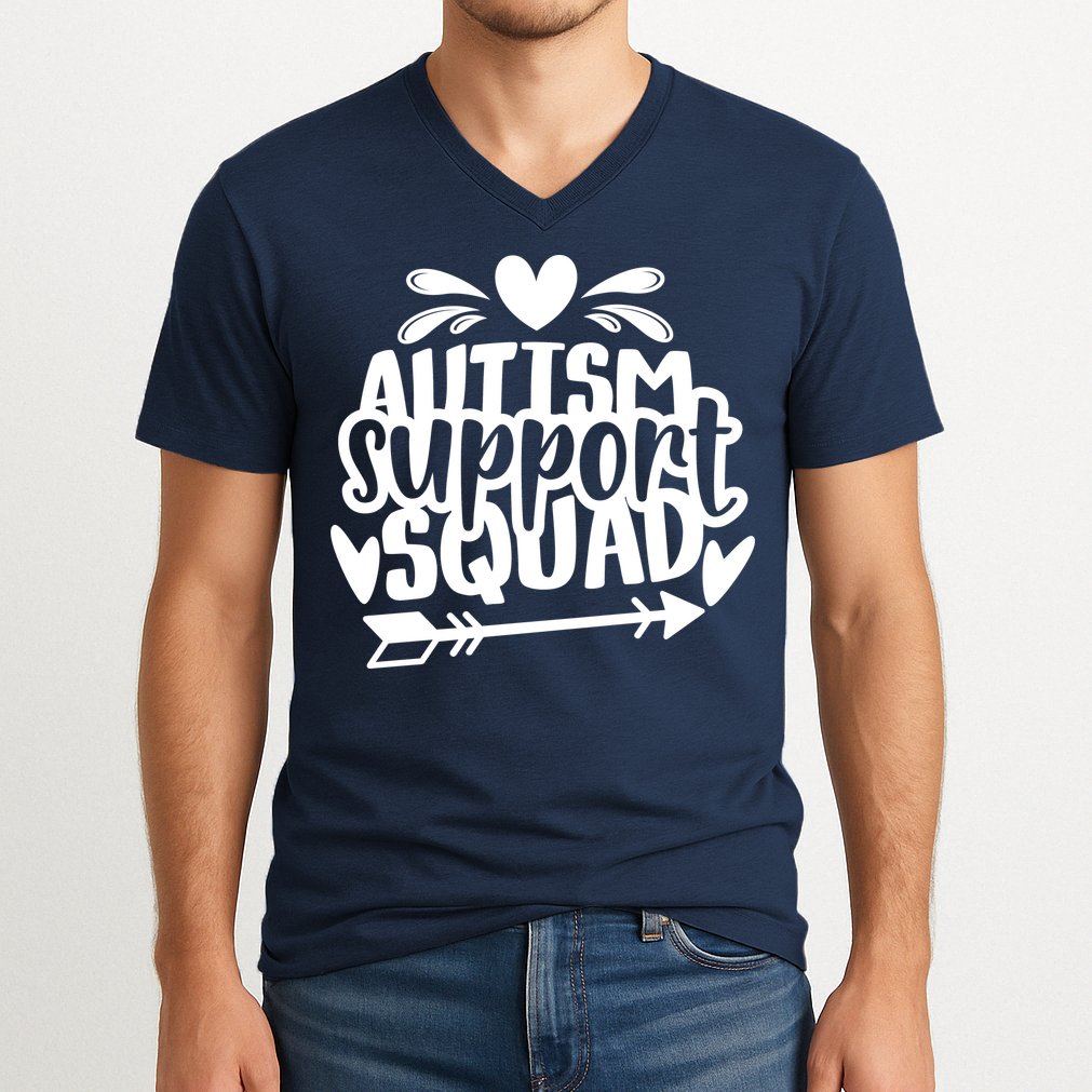 Autism Support Squad | Black / White V-Neck T-Shirt