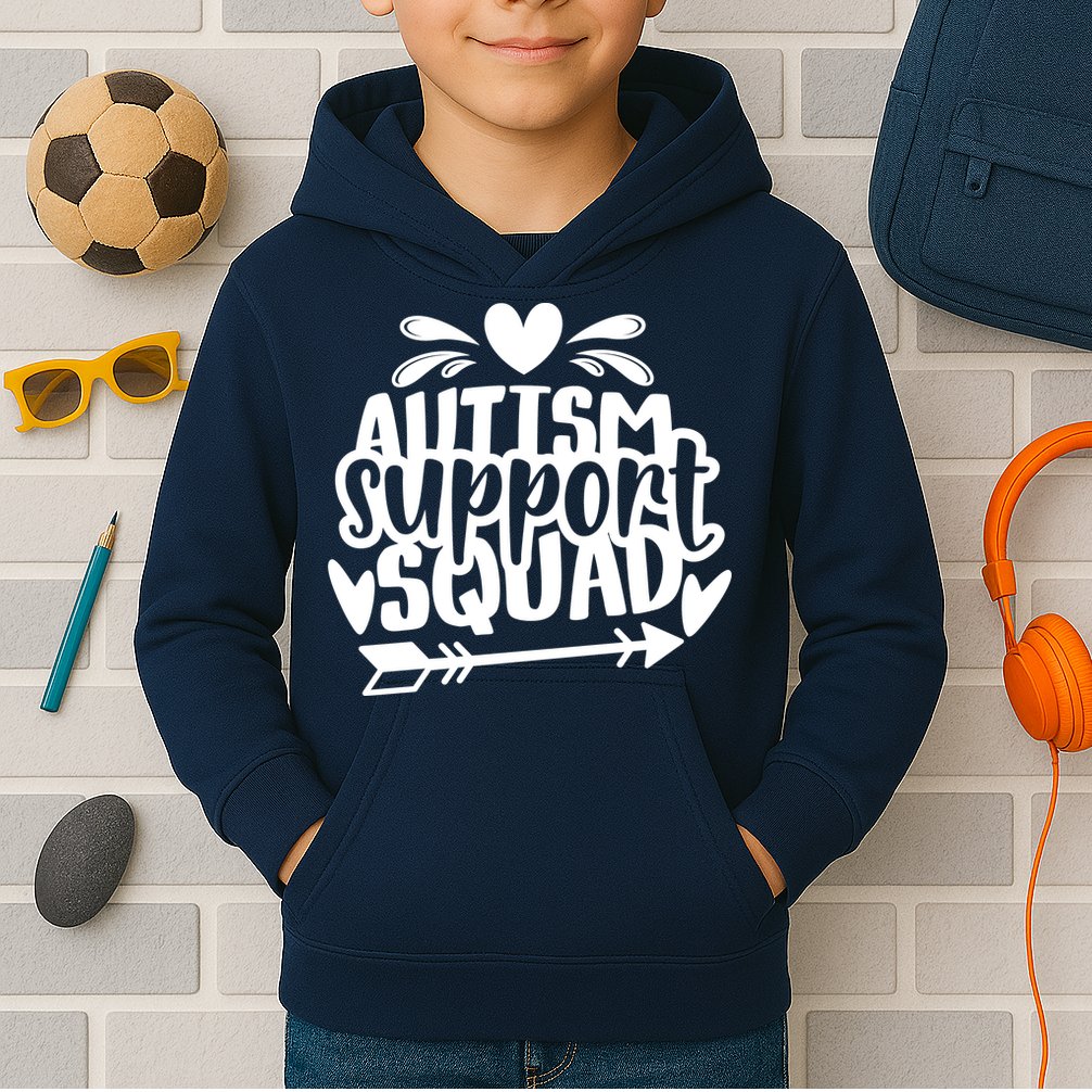 Autism Support Squad | Black / White Kids Hoodie