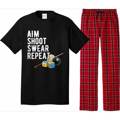 Aim Shoot Swear Repeat Cool Gift Pool Player Cool Gift Hall Shark Billiard Gift Pajama Set