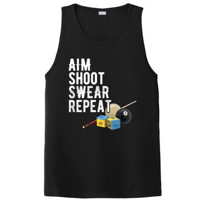 Aim Shoot Swear Repeat Cool Gift Pool Player Cool Gift Hall Shark Billiard Gift PosiCharge Competitor Tank