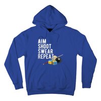 Aim Shoot Swear Repeat Cool Gift Pool Player Cool Gift Hall Shark Billiard Gift Hoodie