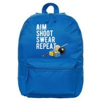 Aim Shoot Swear Repeat Cool Gift Pool Player Cool Gift Hall Shark Billiard Gift 16 in Basic Backpack