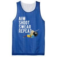 Aim Shoot Swear Repeat Cool Gift Pool Player Cool Gift Hall Shark Billiard Gift Mesh Reversible Basketball Jersey Tank