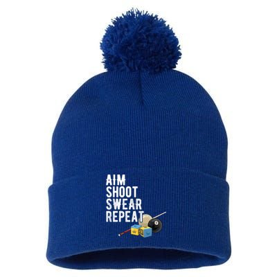 Aim Shoot Swear Repeat Cool Gift Pool Player Cool Gift Hall Shark Billiard Gift Pom Pom 12in Knit Beanie